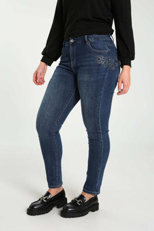high waist slim fit jeans dark denim