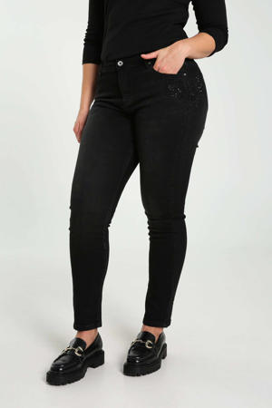 high waist slim fit jeans zwart