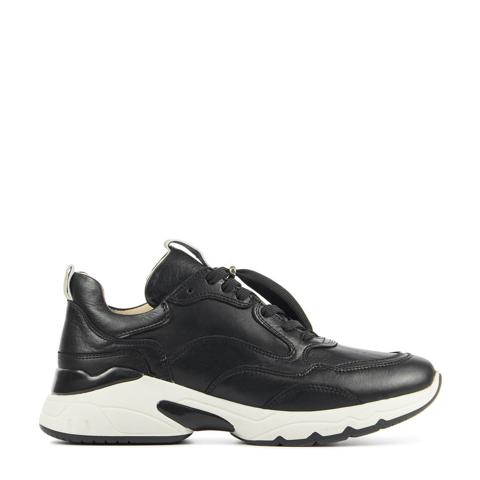 VIA VAI Sneaker GIULIA BOLD Zwart Leer Combi - Bormans Modeschoenen