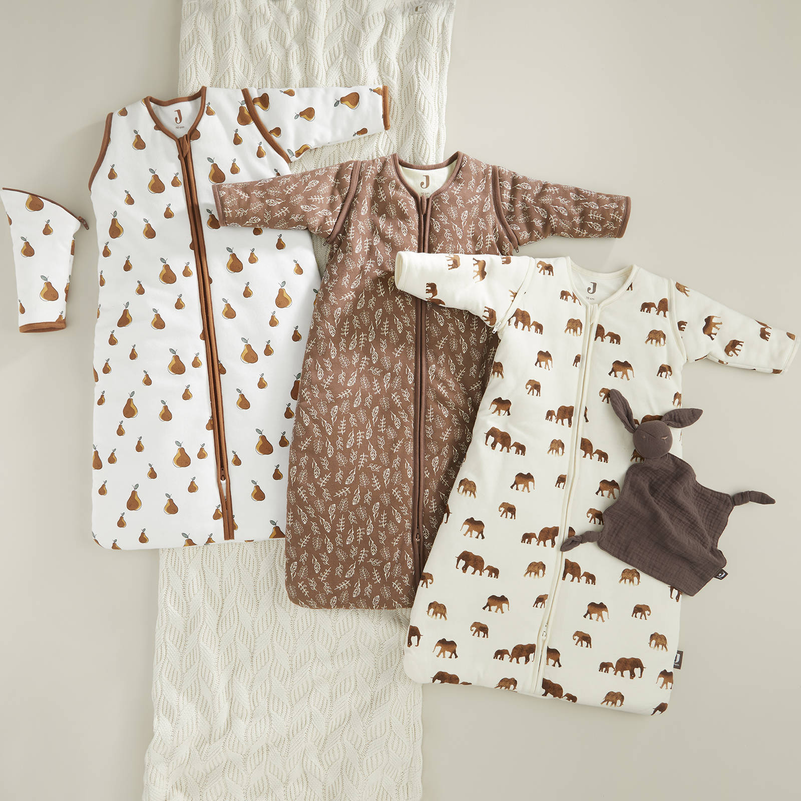 Jollein baby slaapzak met afritsbare mouw Meadow chestnut wehkamp