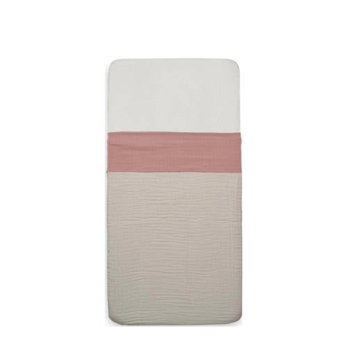 Jollein baby ledikantlaken 120x150cm wrinkled cotton rosewood afbeelding