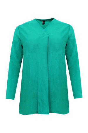 fijngebreide trui met plooi en overslag groen