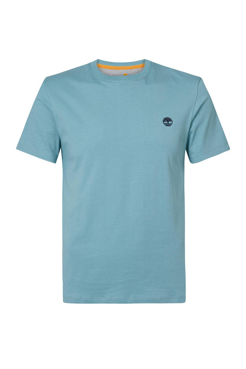 Blauwe heren Timberland T-shirt van biologisch katoen met korte mouwen en ronde hals