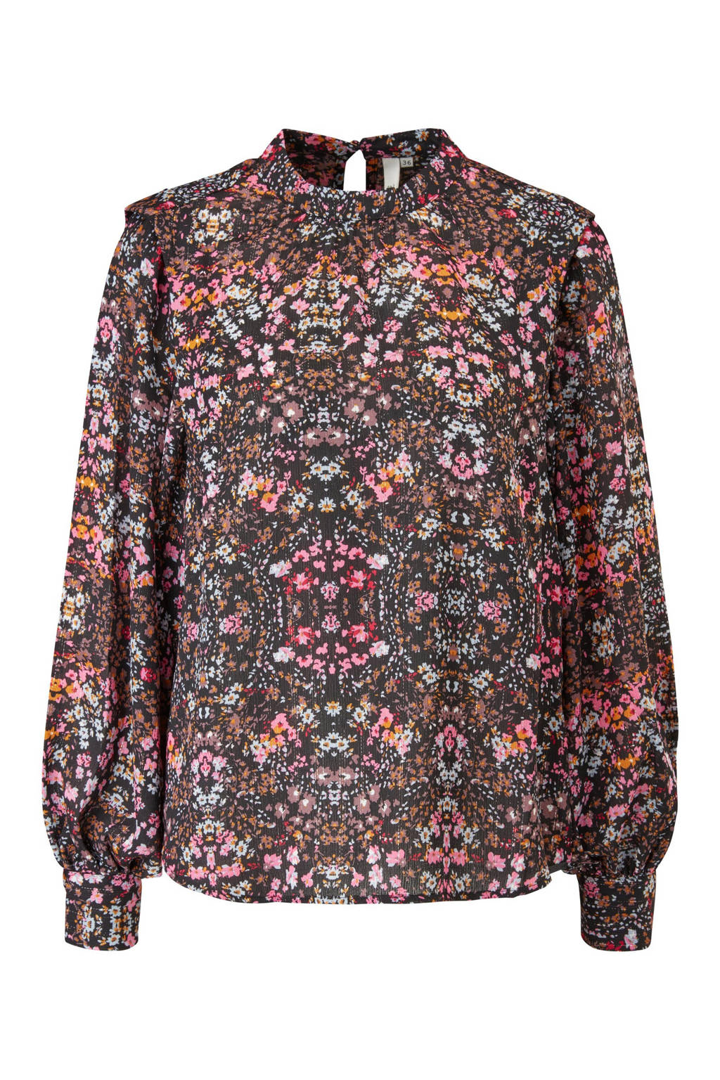 Q/S designed by gebloemde top zwart/roze, Zwart/roze