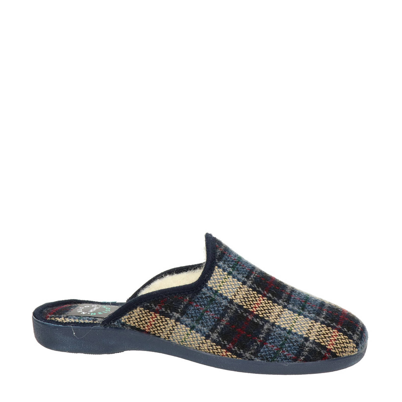 Nelson Home geruite pantoffels blauw/bruin | wehkamp