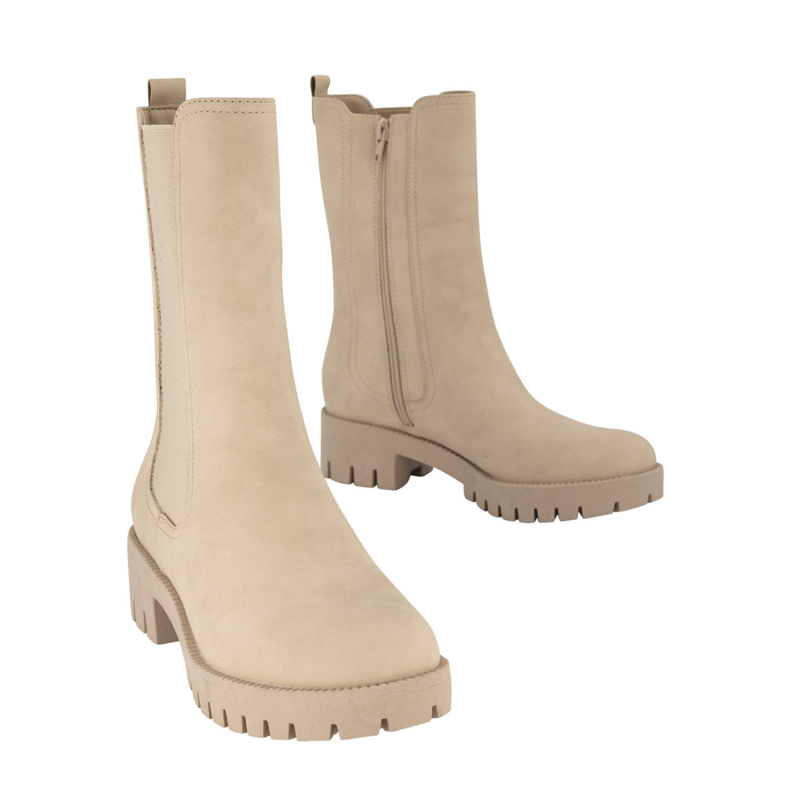 Oxmox hoge chelsea boots beige | wehkamp