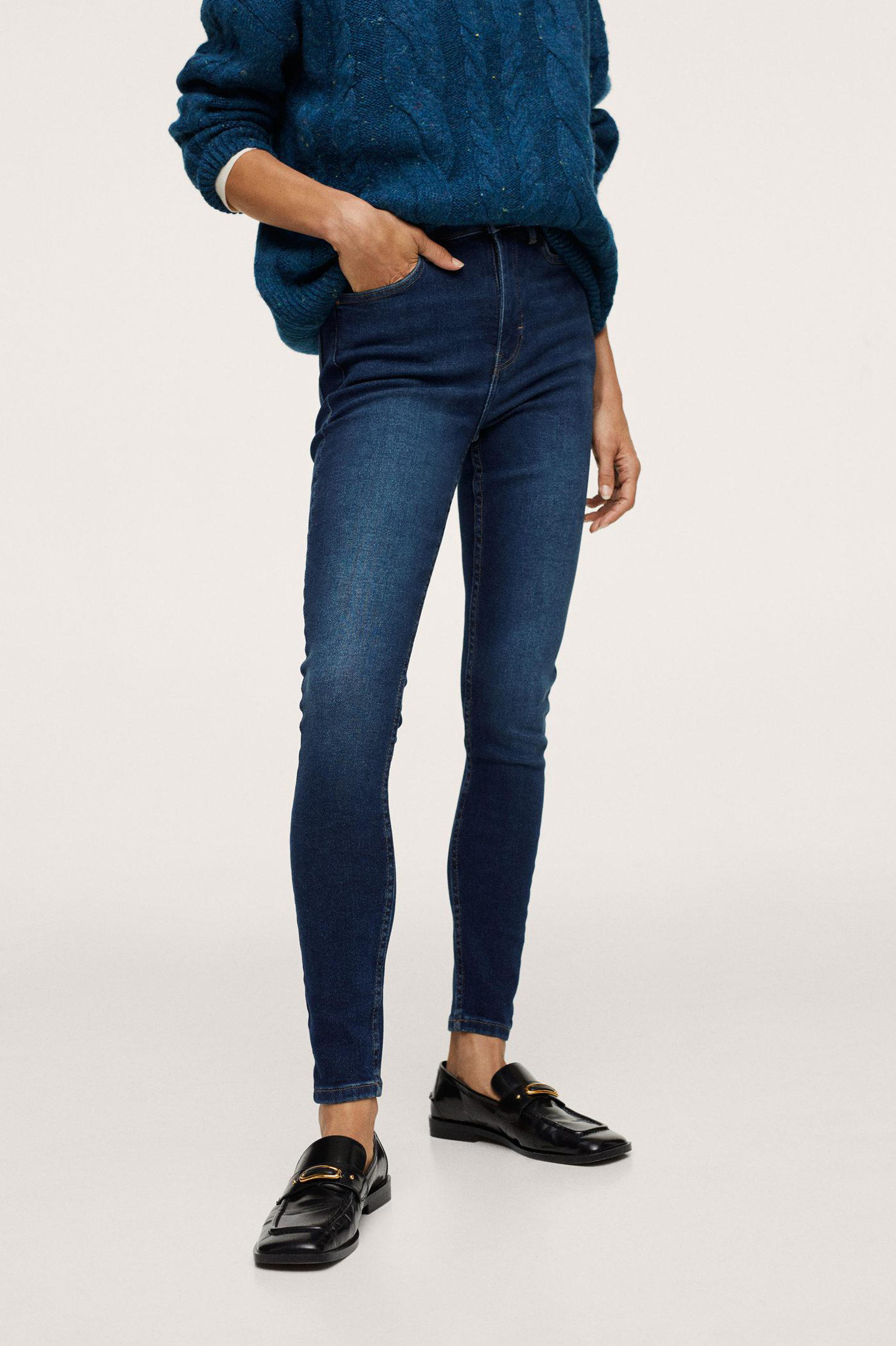 Mango high waist skinny jeans dark denim | wehkamp