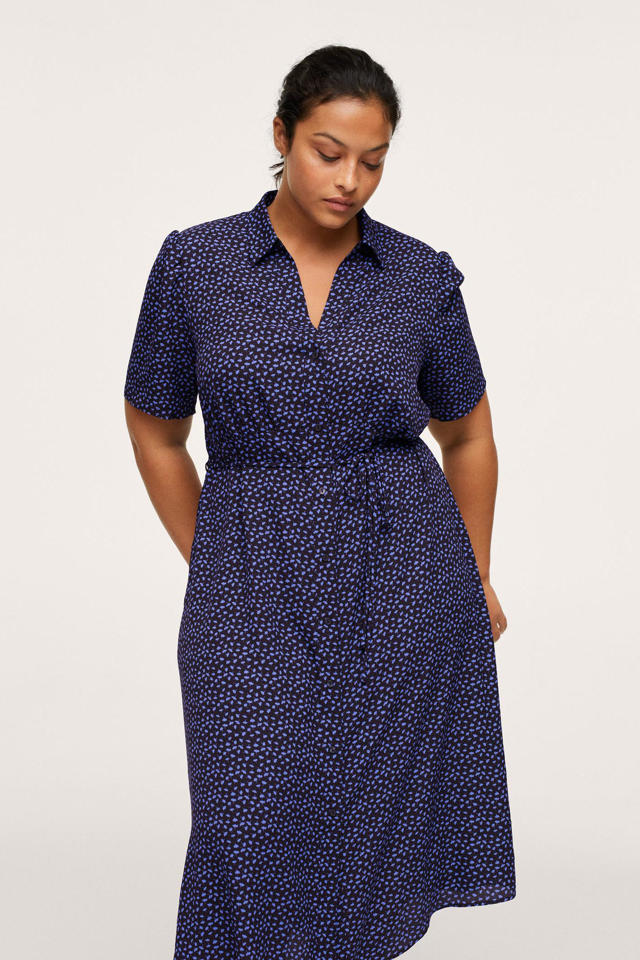Plus Size jurk van polyester zwart/blauw | wehkamp