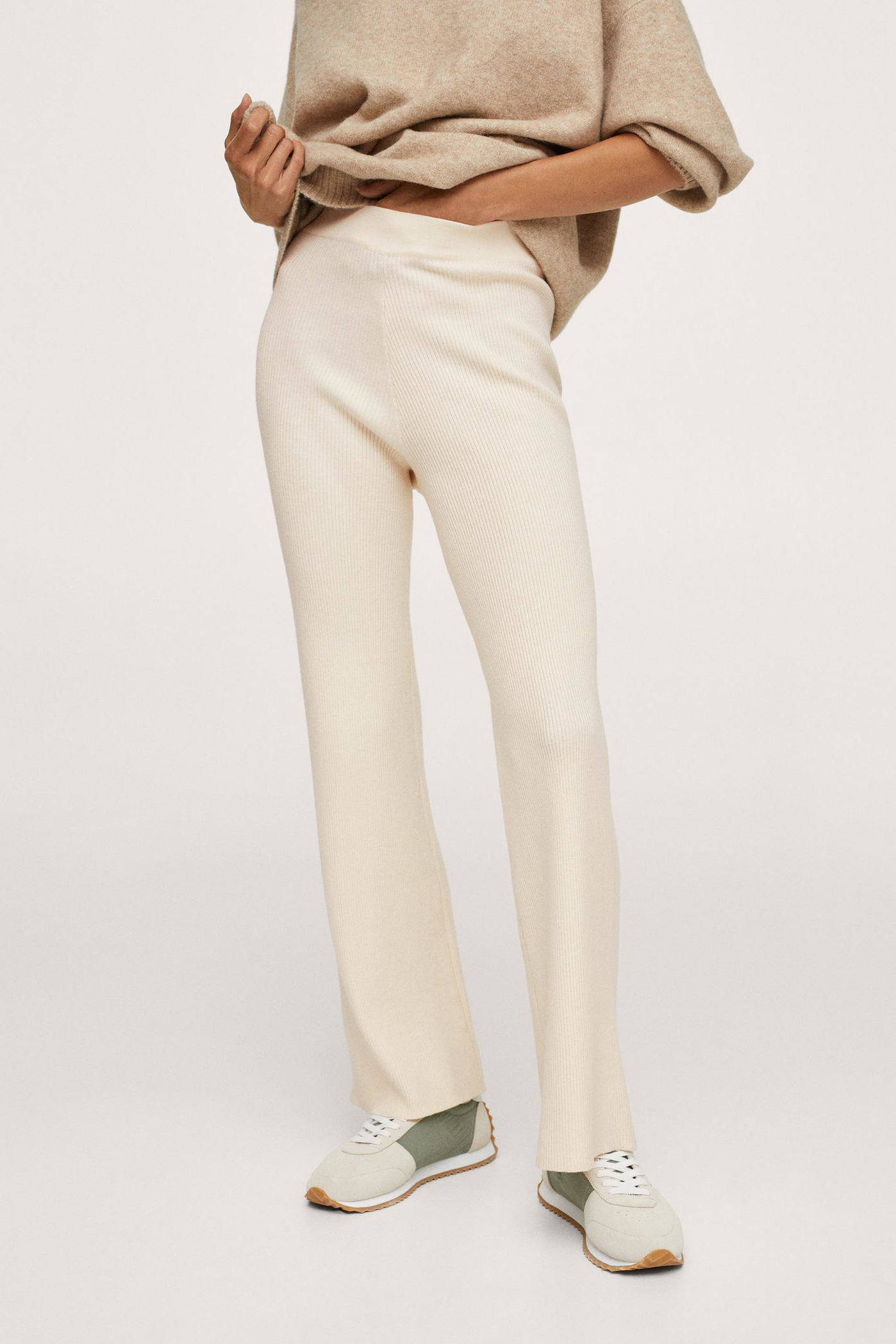 Mango high waist straight fit broek ecru | wehkamp