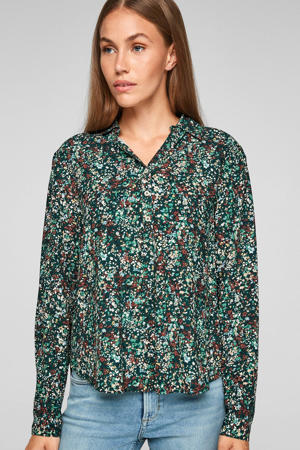 blouse met all over print groen