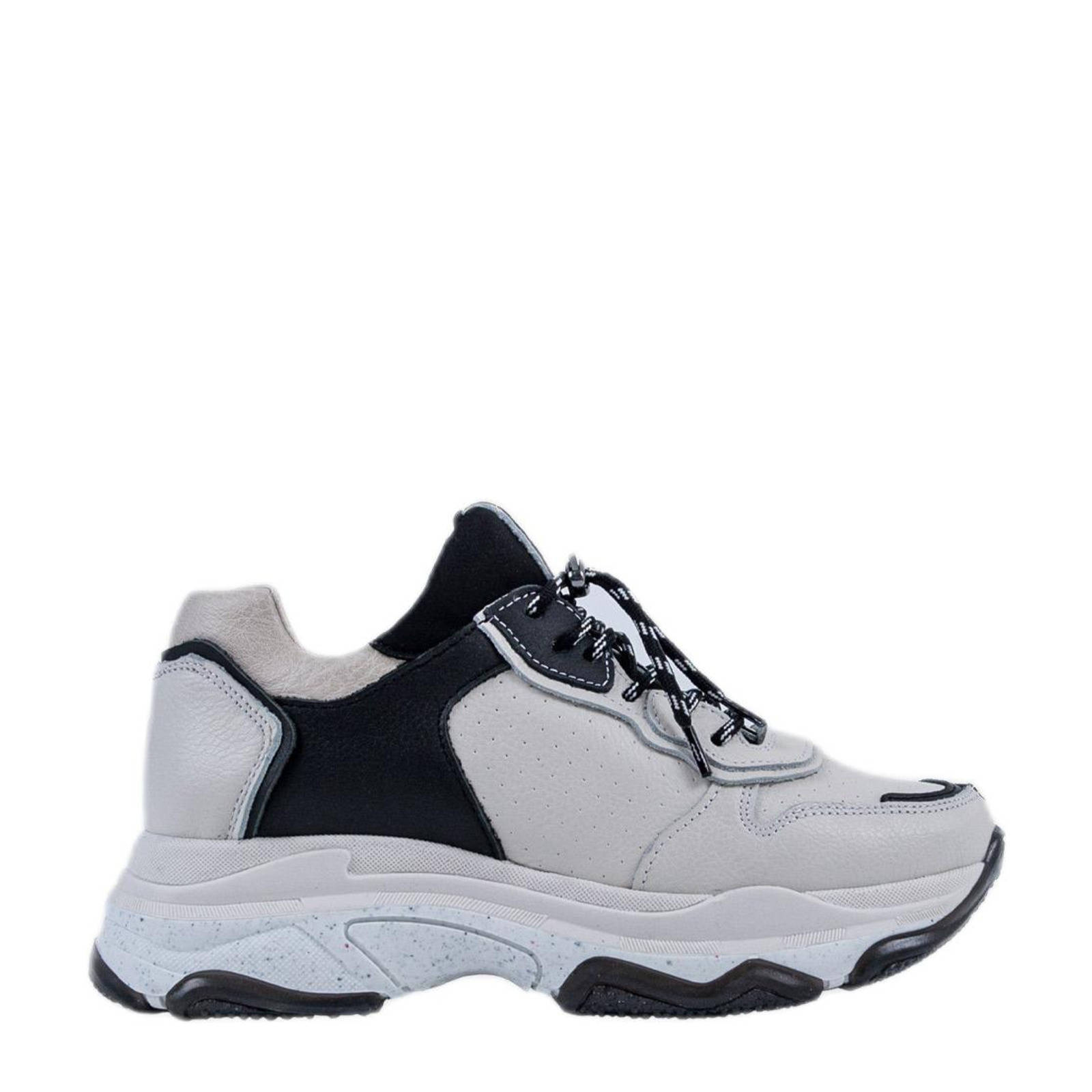Bronx Baisley leren chunky sneakers zwart/off white | wehkamp
