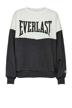 sweater ONLEVERLAST met tekst zwart/ecru