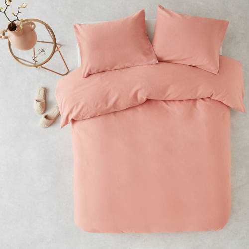 Wehkamp Home katoen linnen dekbedovertrek 2 persoons (240x220 cm) - Perzik