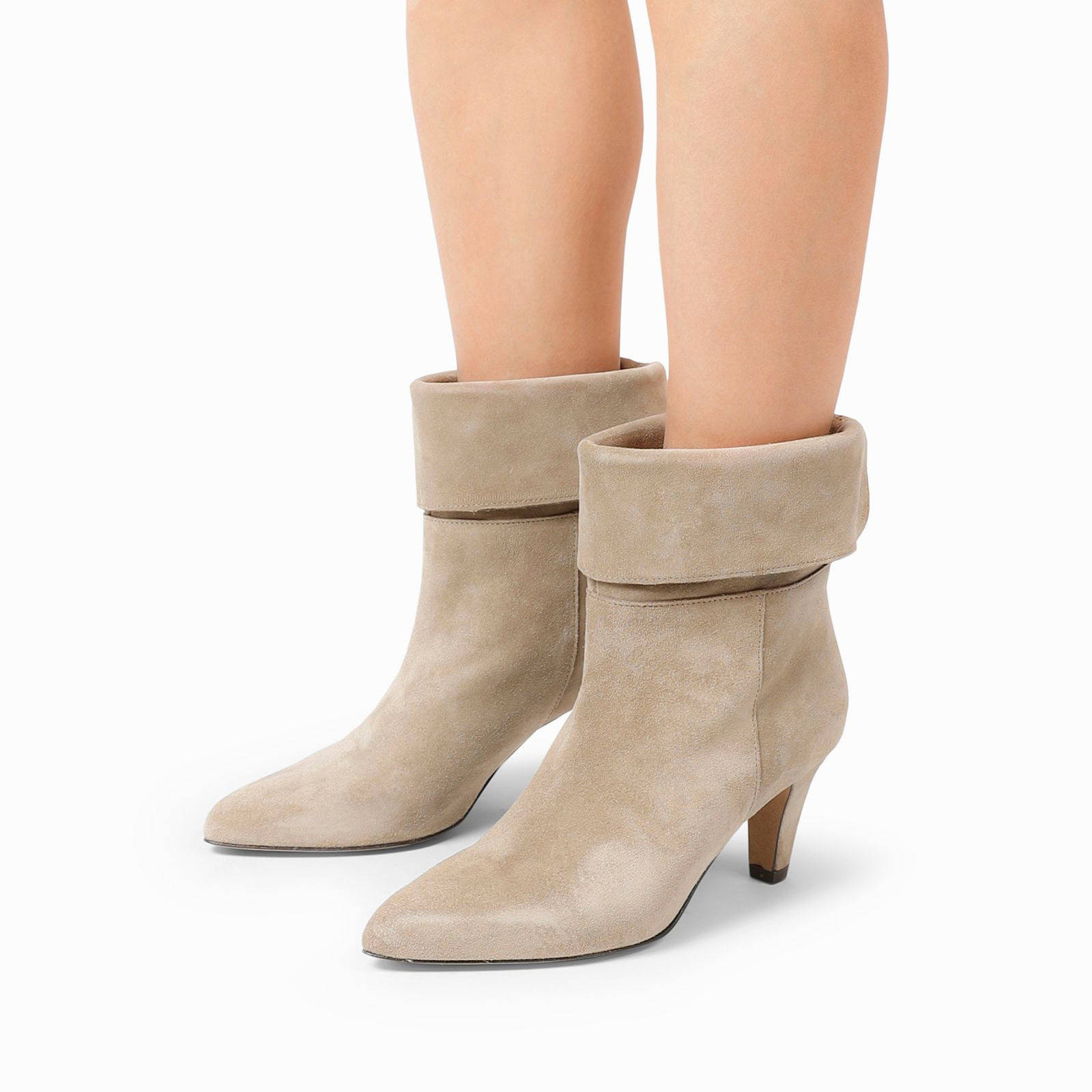 Manfield suède enkellaarzen beige | wehkamp