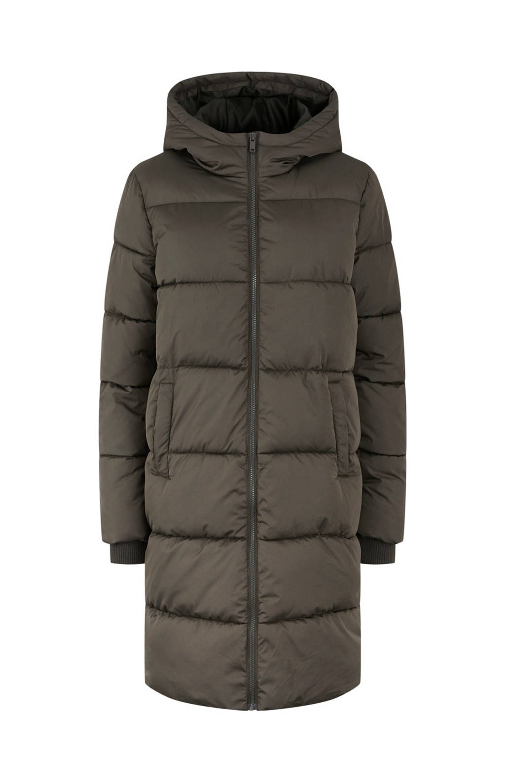 PIECES gewatteerde winterjas PCBEE van gerecycled polyester donkerbruin, Donkerbruin