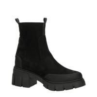 Zwarte dames Foot Focus Gilly nubuck chelsea boots met blokhak en elastische inzet