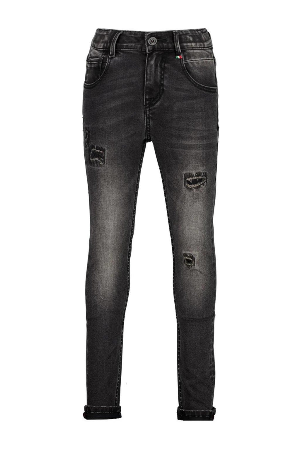 Zwarte jongens Vingino skinny jeans Alessandro crafted vintage van stretchdenim met regular waist en rits- en knoopsluiting