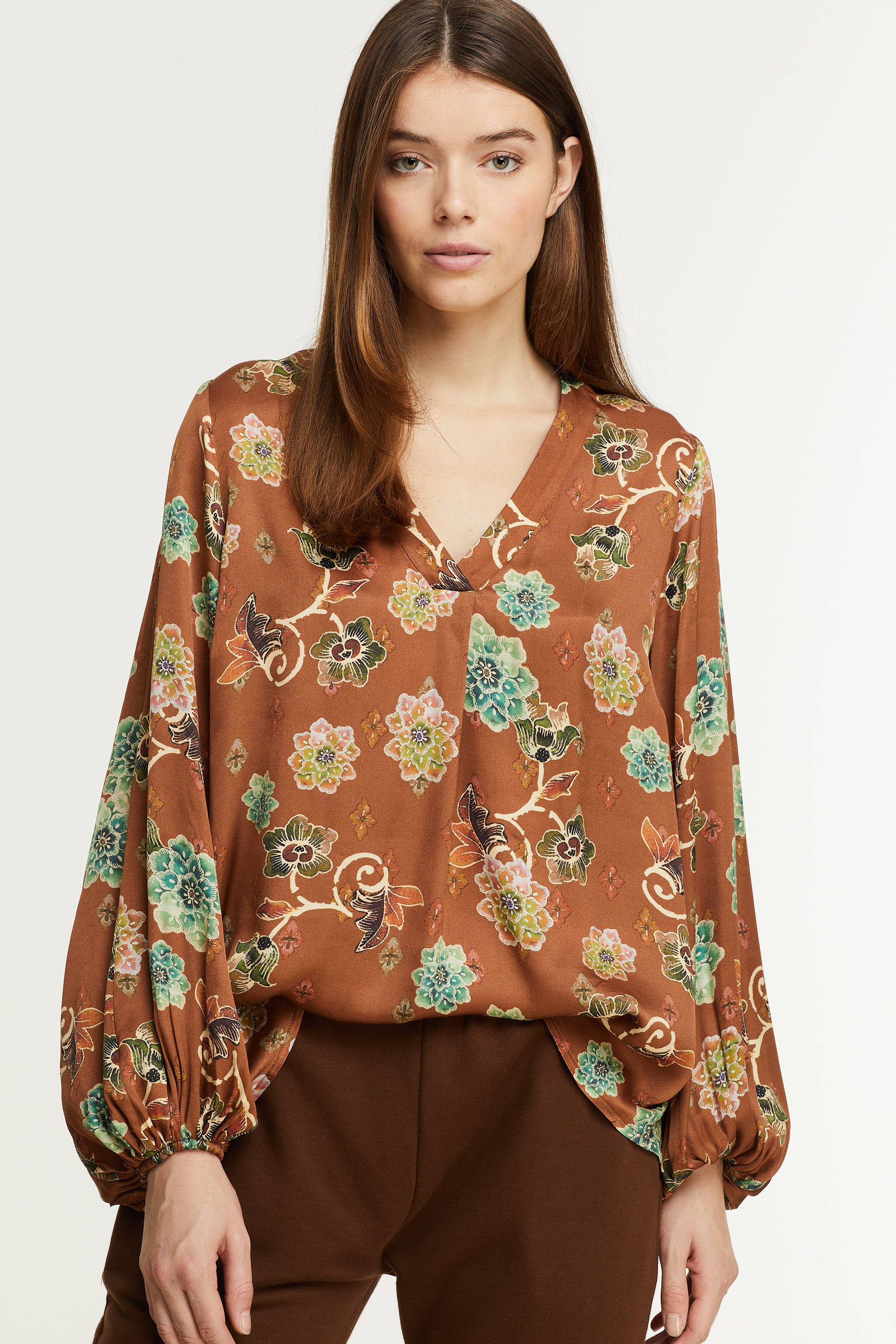 Summum Woman gebloemde top bruin/groen/roze/geel | wehkamp