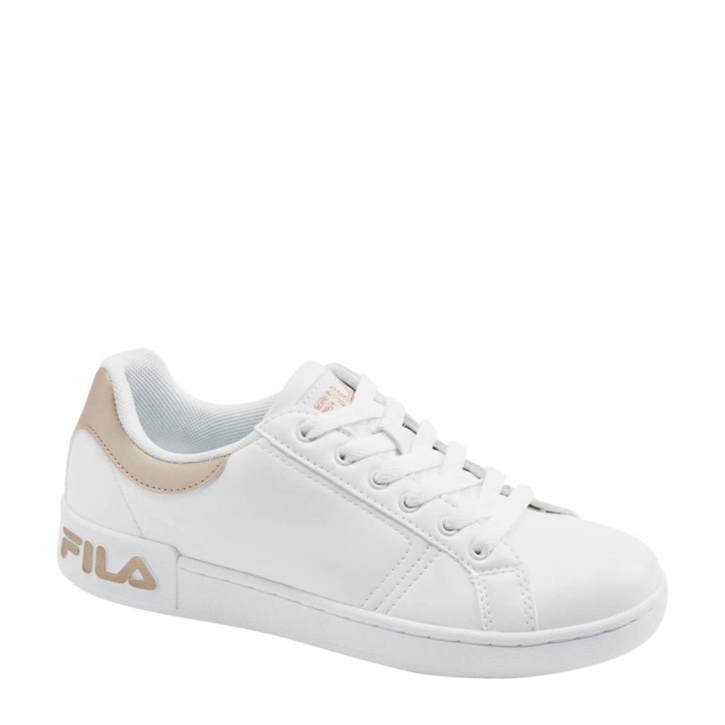Wit en roségouden dames Fila sneakers van imitatieleer met veters