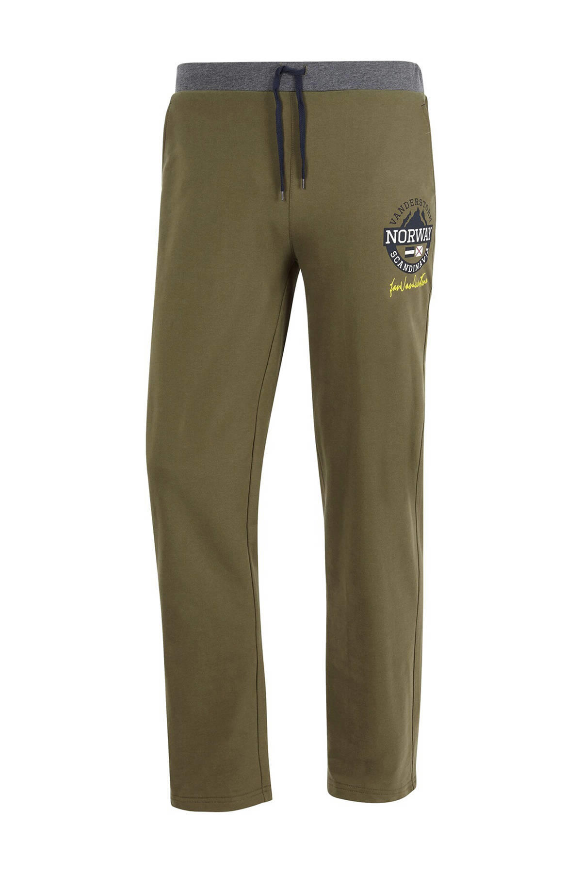Jan Vanderstorm loose fit joggingbroek ARMAS Plus Size met zijstreep olijfgroen