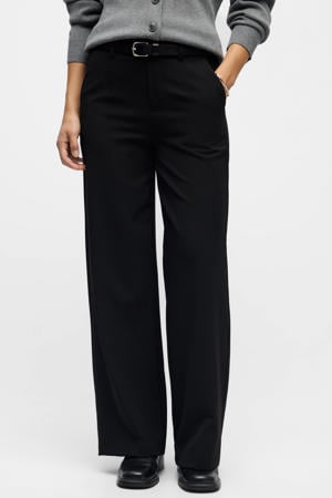 wide leg pantalon OBJLISA van polyester zwart