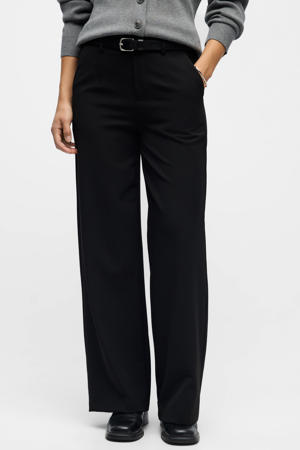 wide leg pantalon OBJLISA van polyester zwart