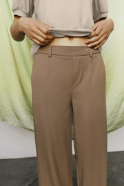 thumbnail: OBJECT wide leg pantalon OBJLISA van polyester taupe