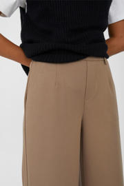 thumbnail: OBJECT wide leg pantalon OBJLISA van polyester taupe