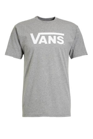 regular fit T-shirt Drop V-B met logo grijs melange/wit