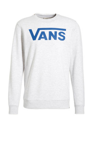 sweater Drop V Crew-B met logo wit/blauw