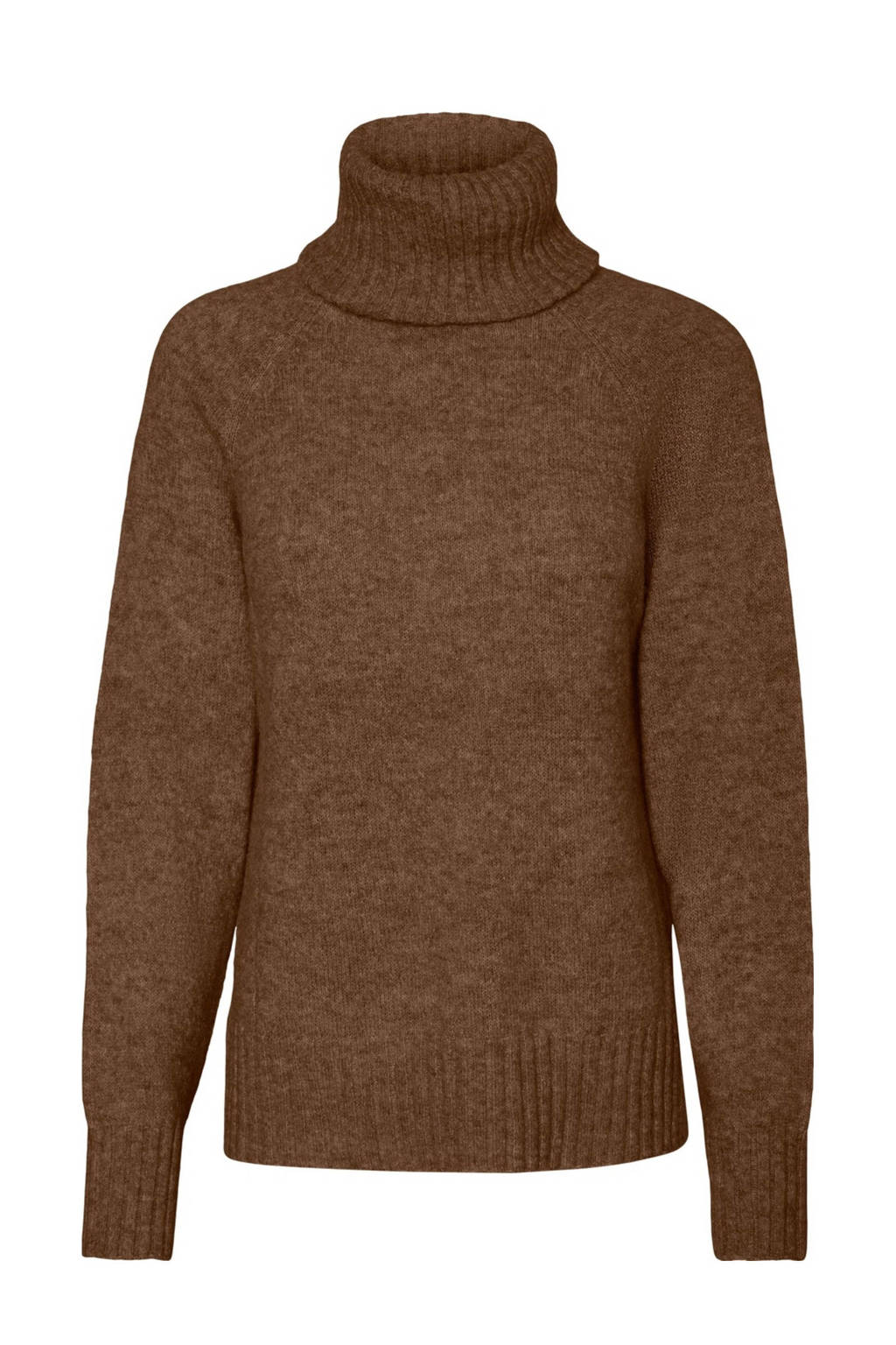 VERO MODA gebreide trui VMVILLA van gerecycled polyester bruin, Bruin