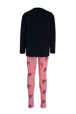 pyjama met all over print marine/roze