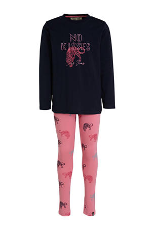 pyjama met all over print marine/roze