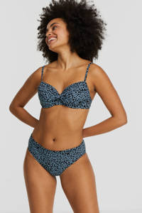 BEACHWAVE beugel bikinitop met dierenprint en strik blauw/zwart, Blauw/zwart