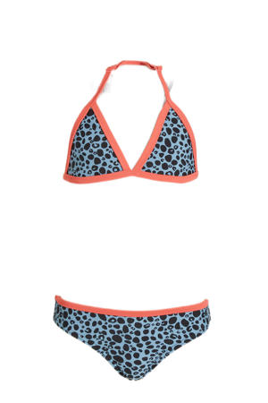 triangel bikini met dierenprint blauw/zwart/roze