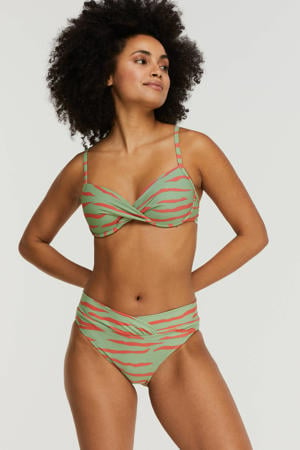 halter bikinitop met zebraprint groen/rood