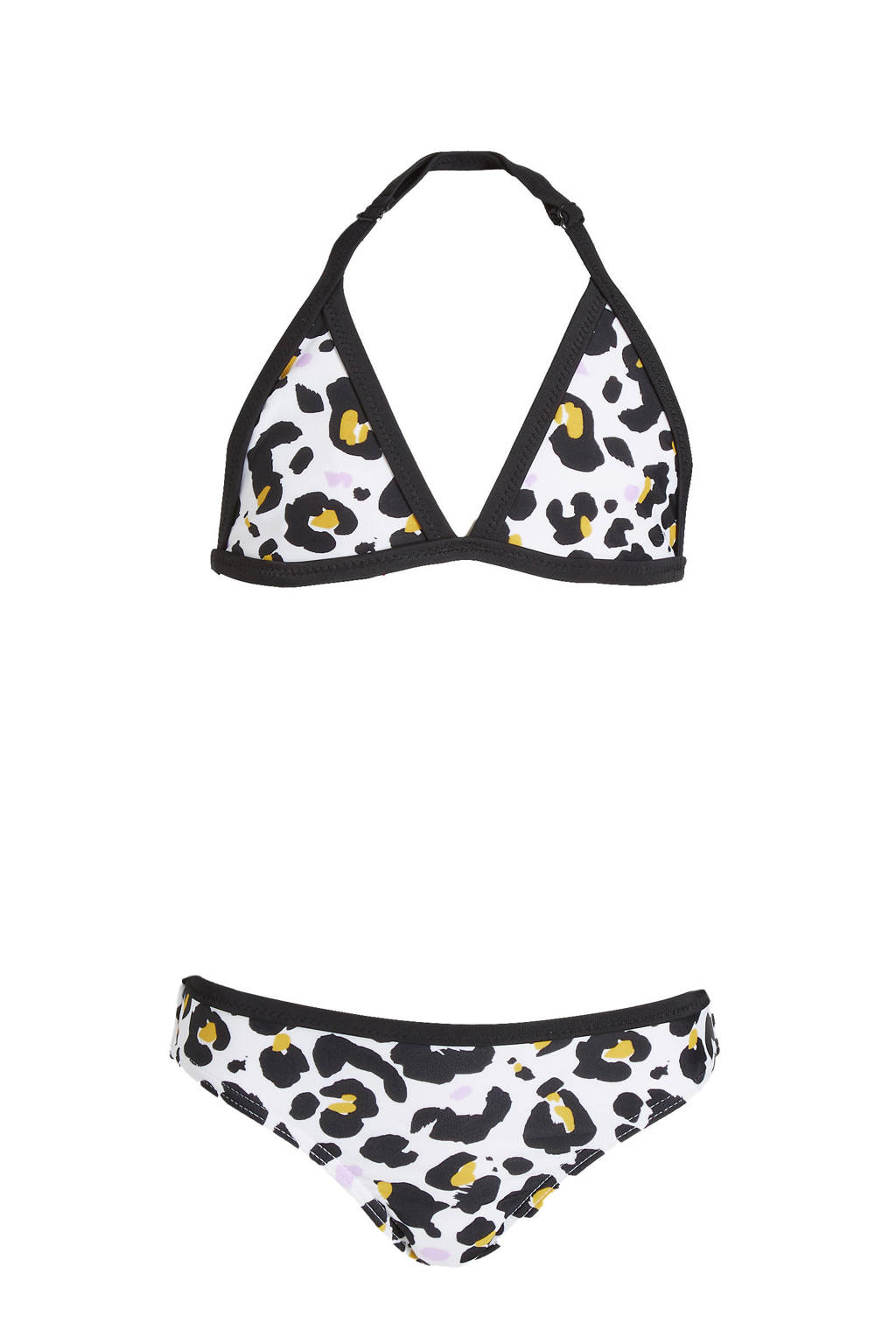 BEACHWAVE triangel bikini met panterprint wit/zwart/groen