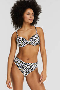 BEACHWAVE halter bikinitop met panterprint wit/zwart/groen