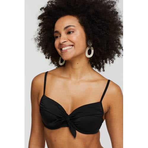 BEACHWAVE voorgevormde beugel bikinitop met strik zwart afbeelding