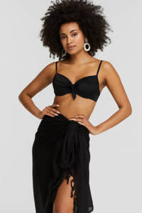 BEACHWAVE beugel bikinitop met strik zwart, Zwart