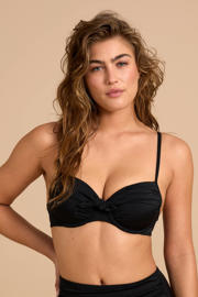 thumbnail: BEACHWAVE voorgevormde beugel bikinitop met strik zwart