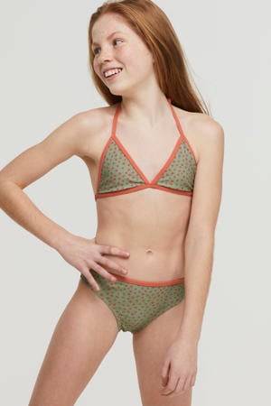triangel bikini met stippen groen/roze