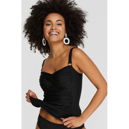 BEACHWAVE voorgevormde tankini bikinitop zwart afbeelding