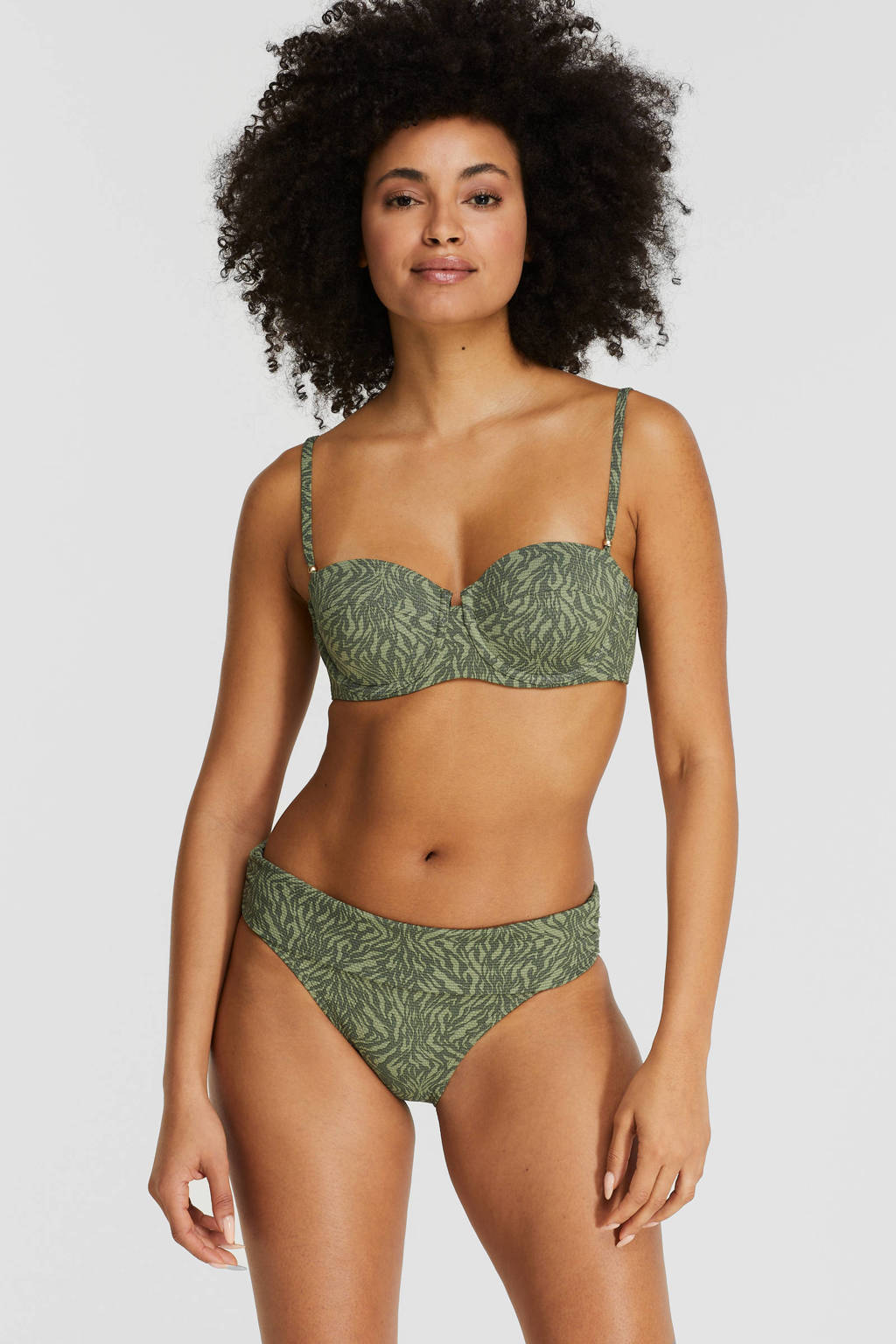 US dollar Ontvanger jazz BEACHWAVE omslag bikinibroekje met textuur en dierenprint groen/donkergroen  | wehkamp