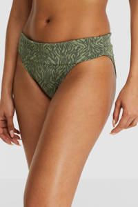 BEACHWAVE omslag bikinibroekje met structuur en dierenprint groen/donkergroen, Groen/donkergroen
