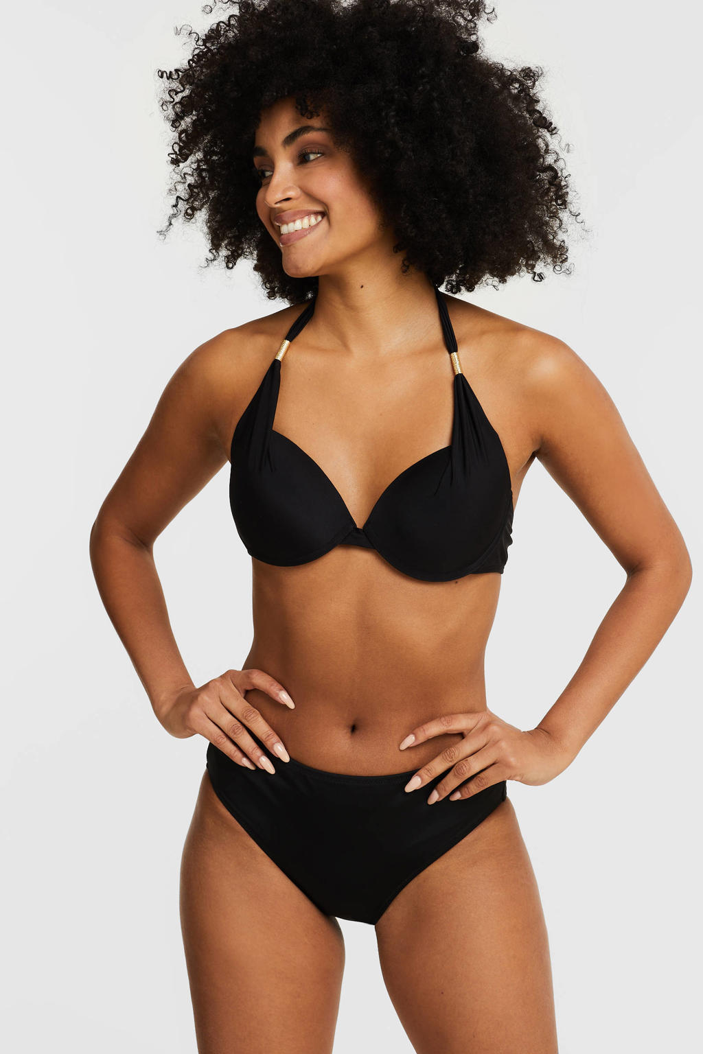 BEACHWAVE voorgevormde push-up bikinitop zwart