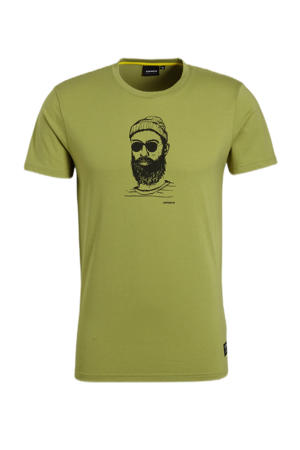 regular fit T-shirt Akutan met printopdruk groen