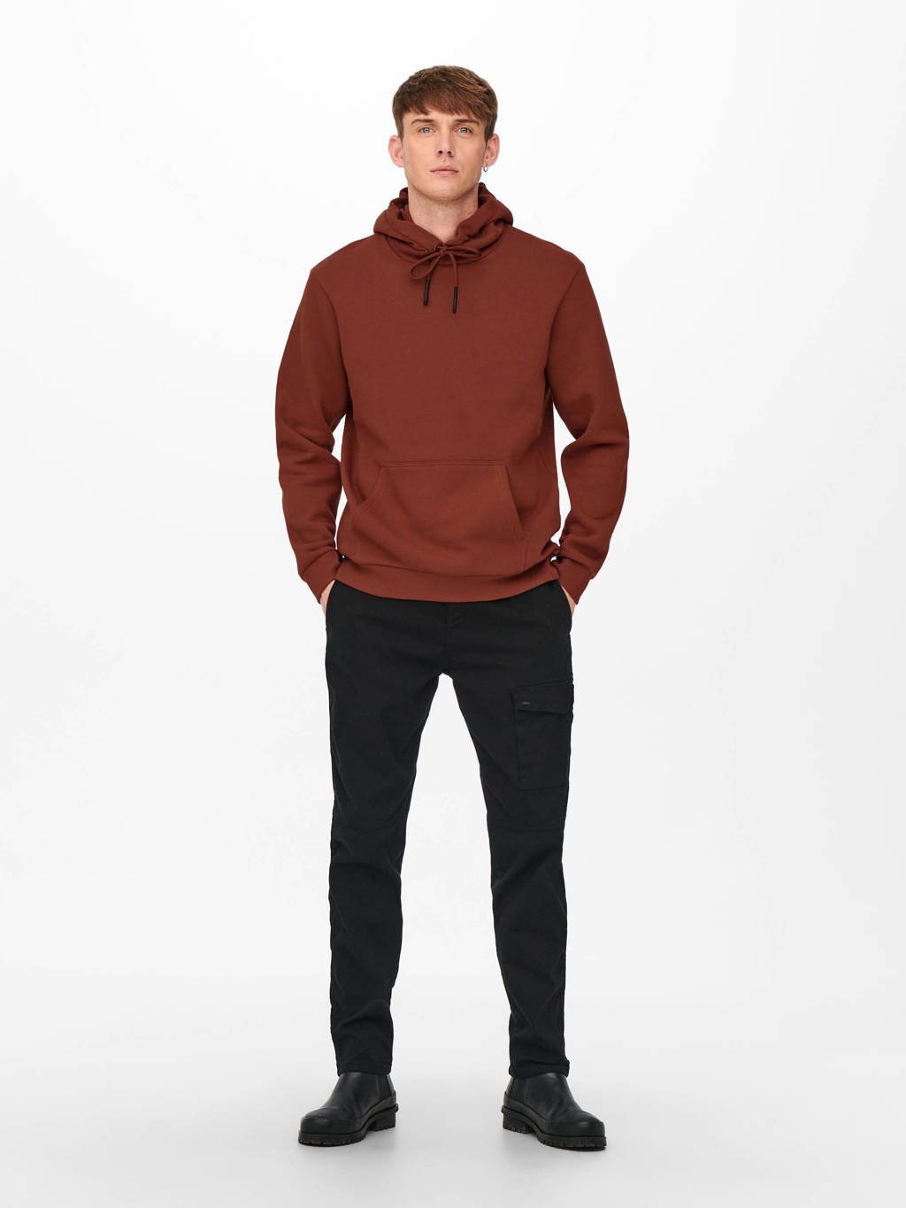 ONLY & SONS hoodie ONSCERES burnt henna