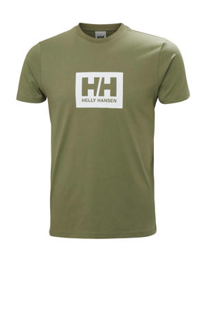 T-shirt met logo olijfgroen/wit