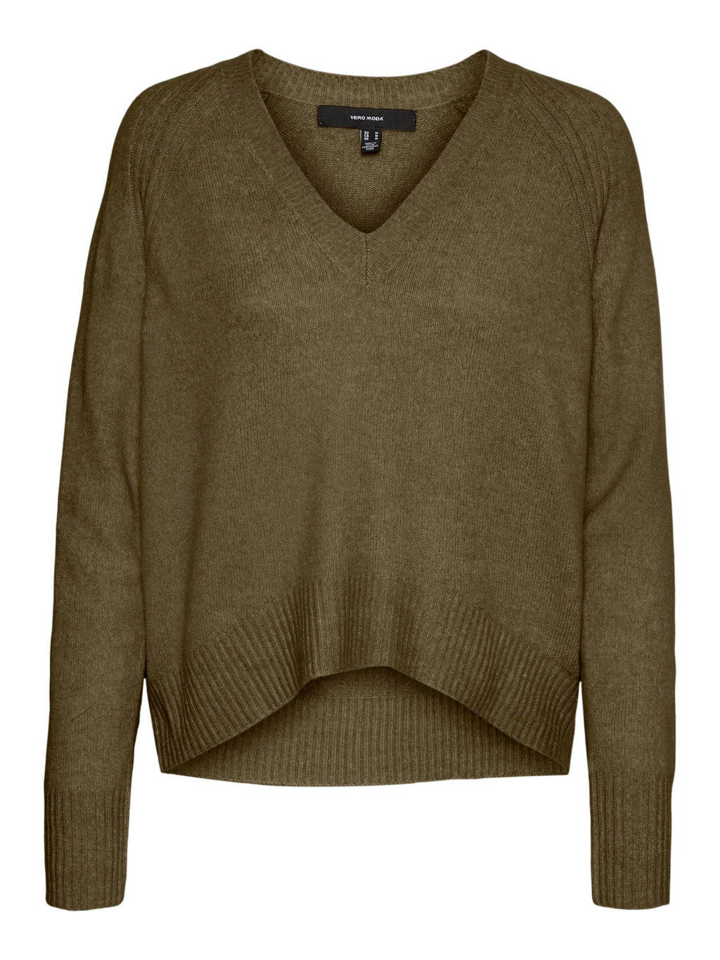 Groene dames VERO MODA trui van polyester met lange mouwen en V-hals